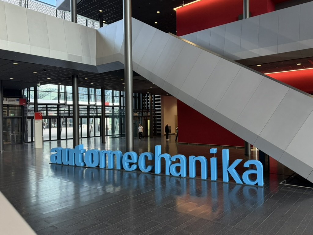 Automechanika lettering in the entrance hall of Messe Frankfurt